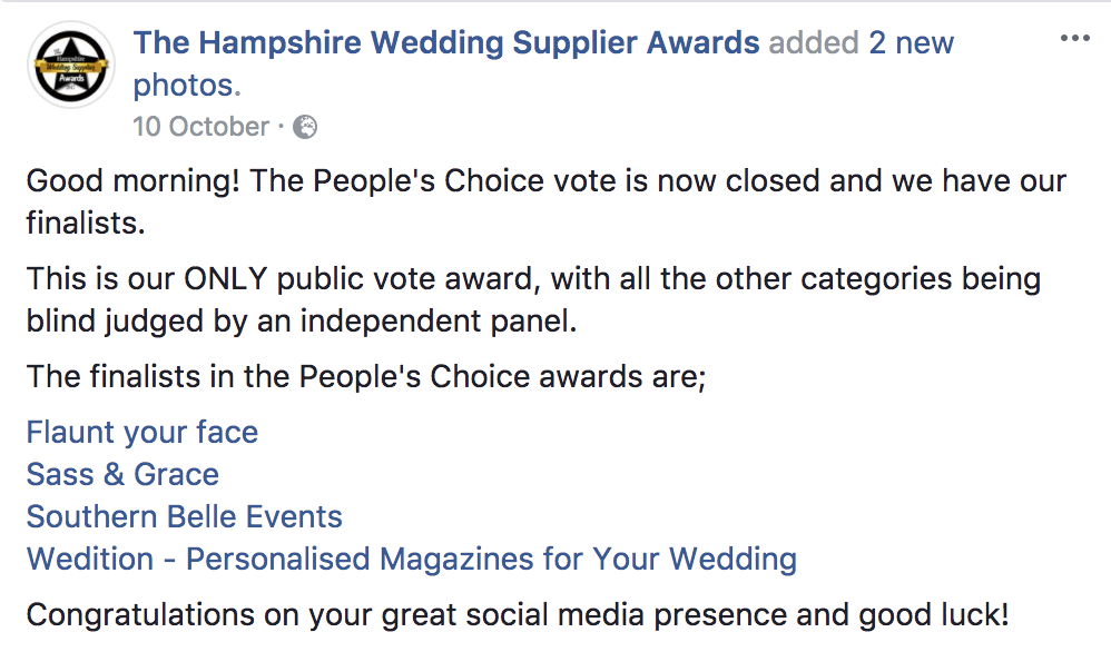 hampshire wedding awards